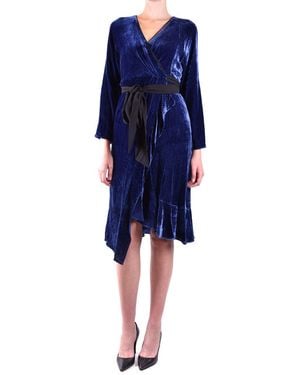 Diane von Furstenberg Wrap-Style Midi Dress With Velvet Texture - Blue