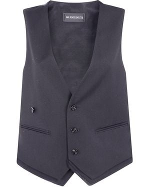 Ann Demeulemeester Janessa Twisted Clousure Waistcoat With Raw Edge Cotton Detail - Blue