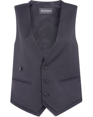 Ann Demeulemeester Janessa Twisted Clousure Chaleco con detalle de algodón de borde crudo - Azul