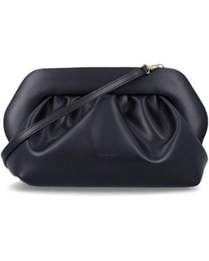 The Moire Ruched Clutch Bag With Crossbody Strap - Blue