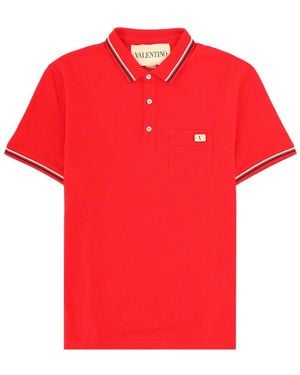 Valentino Polo Con Patch Logo - Red