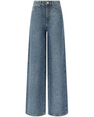 Self-Portrait Jeans Met Krokodillen-Reliëf En Stras - Blauw
