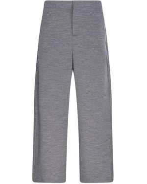 Max Mara Pure Wool And Cotton Pants - Gray