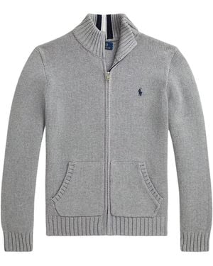 Polo Ralph Lauren Ls Fz Mock Tops Jumper - Grey