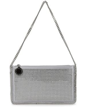 Stella McCartney Falabella Mini Crystal And Mesh Drawstring Bag - Grey