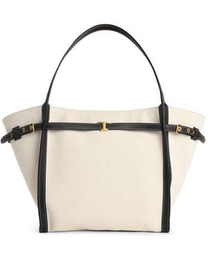 Tod's 'Shopping Tim' Canvas And Midi Lear Bag - Metallic