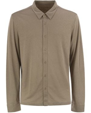 Majestic Maglietta Camicia A Maniche Lunghe - Marrone