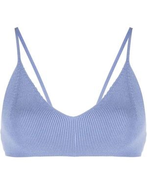 Low Classic Geripptes Bralette - Blau