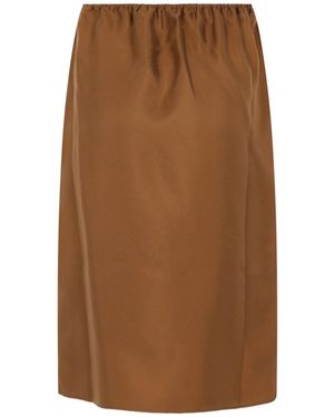 Loulou de Saison Vasali Silk Twill Skirt - Brown