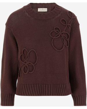 Bruno Manetti Cotton Blend Pullover With Embroidery - Brown