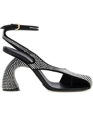 Dries Van Noten Suede Crystal-Embellished Ankle-Strap Heels - Black