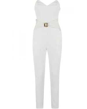 Elisabetta Franchi Jumpsuit With Macro Bow - White