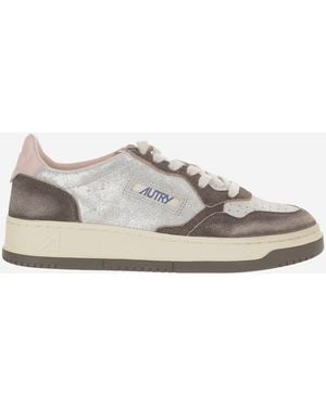 Autry Suede Insert Leather Trainers - Grey