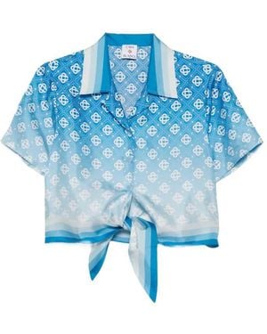 CASABLANCA Diamond Monogram Tie Shirt - Blue