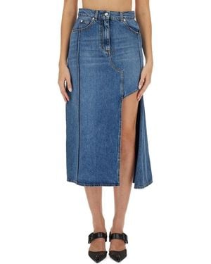 McQueen Denim Midi Skirt - Blue