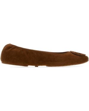 Tory Burch Mini Minnie Suede Ballerinas - Brown