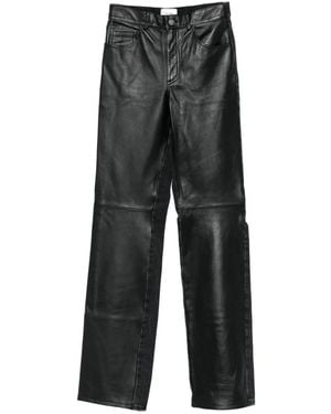Haikure Leather-Panelled Trousers - Grey