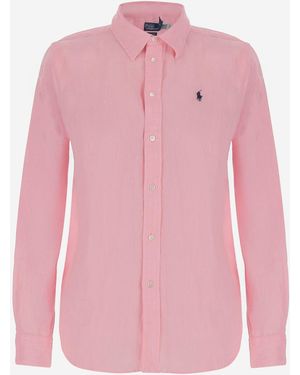 Polo Ralph Lauren Leinen -Logo -Hemd - Pink