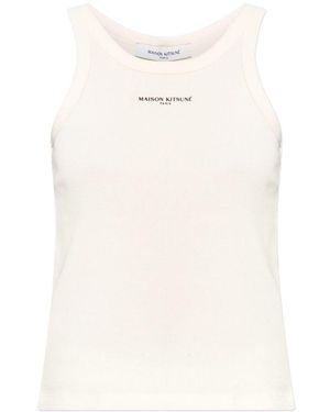 Maison Kitsuné Logo Cotton Tank Top - White