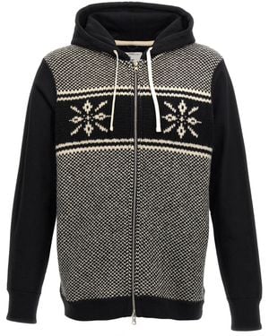 Junya Watanabe Jacquard Insert Hoodie - Grey