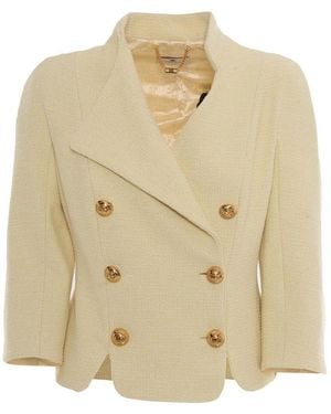 Elisabetta Franchi Tailored Double-Breasted Blazer With Buttons - Natural