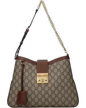 Gucci Padlock Shoulder Bags/Ebony Fabric - Brown