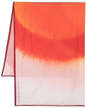 McQueen Alexander Mc Queen Gedrukte Silk Blend Cotton Scarf - Roze