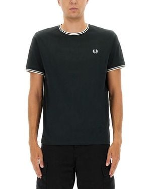 Fred Perry Double Stripe T Shirt - Black