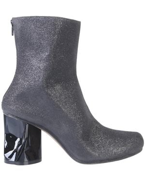 Maison Margiela Ankle Boot With Crushed-Effect Block Heel - Gray