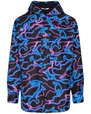 Valentino Printed Hooded Jacket - Blue