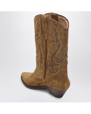 Isabel Marant Sepia Coloured Suede Cowboy Boot - Brown