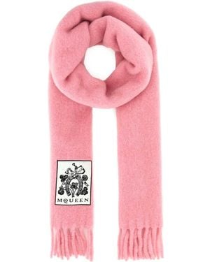 マフラー・ストール ALEXANDER MCQUEEN Pink Alpaca Blend Scarf マフラー・ストール Alexander Mcqueen Pink Alpaca Blend Scarf