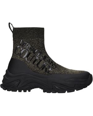 Versace Jeans Couture Couture Damens Sneakers Stoff Schwarz/Gold