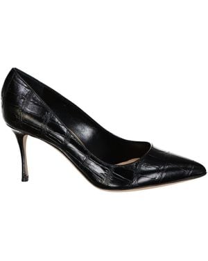 Sergio Rossi Godiva 075 Croc Effect Lederpumpen - Schwarz