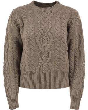 Weekend by Maxmara Wkdalben Zopfstrickpullover aus reiner Schurwolle - Braun