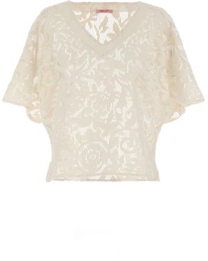 Pin-Up Stars Macramé Blusa - Blanco
