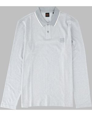 BOSS Polo A Manica Lunga Con Logo - White