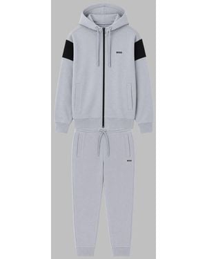 BOSS Zip-Up Hoodie And Jogger Set - Grey