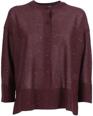 Kangra Cashmere Cropped Button Sequined Cardigan - Purple