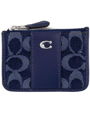 COACH Charakteristische Mini -Id -Skinny Wallet Cotton Blue - Blau