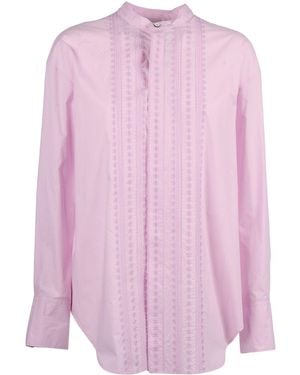 forte_forte Camicia Maschile Popeline Ricamo "Les Fleurs" - Pink