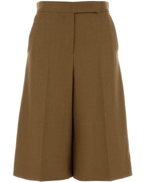 Max Mara Biscuit Wool Superbo Bermuda Shorts - Green