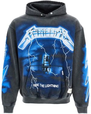 Represent Darstellen Vintage Grey Cotton Hoodie Metallica Ride the Lightning - Blau