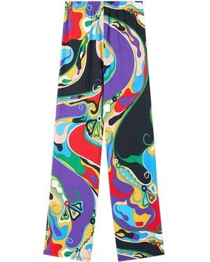 Emilio Pucci Hose Mit Orchidee-Print - Blau