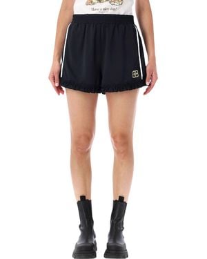 Ganni Sleek High-Waist Mini Shorts - Blue
