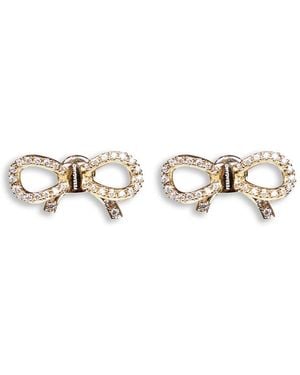 Ferragamo Boucles D'oreilles Noeud Strass - Blanc