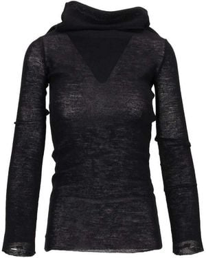 Ann Demeulemeester Tizziana Drop Shoulder Long Sleeve Knitted Top - Black