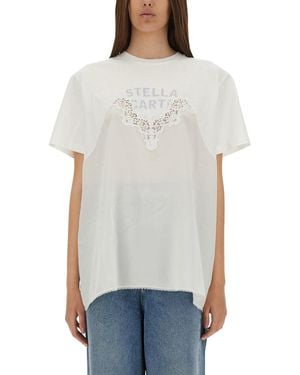 Stella McCartney Relaxed-Fit T-Shirt With Lace Insert - Grey