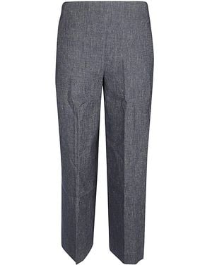 Via Masini 80 Straight Leg Linen Blend Trousers - Grey