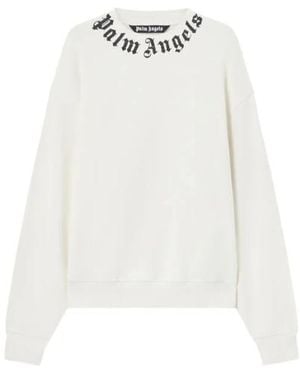 Palm Angels Neck-logo, Normale Bemanning - Wit
